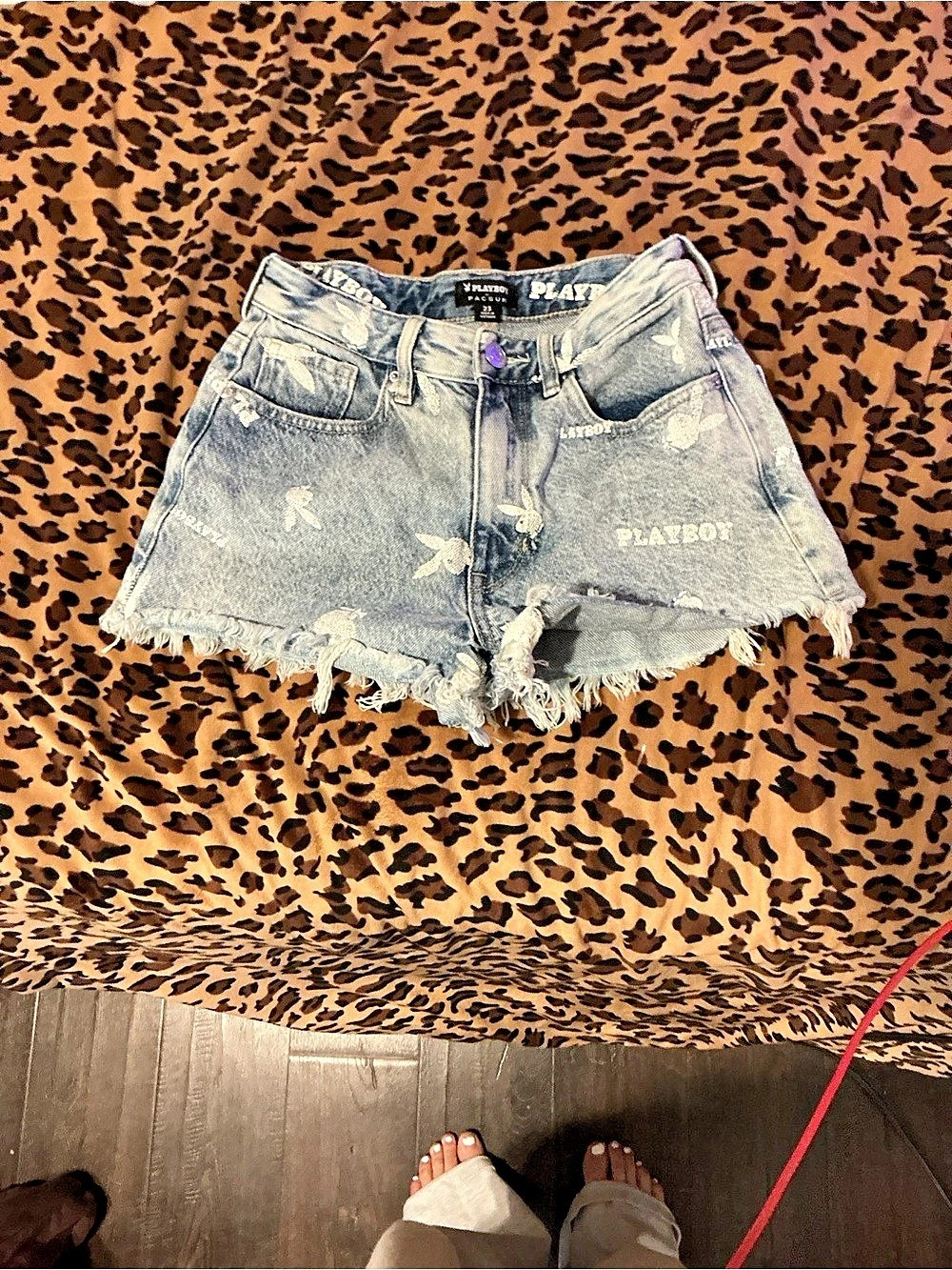 Playboy and Pacsun Denim Shorts Waist 23 Blue & White